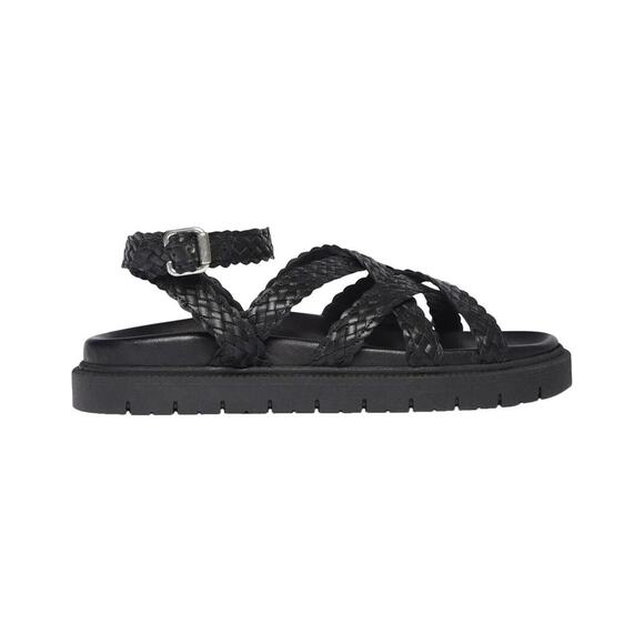 Freda Salvador Glen Leather Gladiator Braided Sandals Black Women's Size 6 - Picture 1 of 12